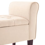 Panca Pouf Contenitore in Tessuto Blu Scuro / Grigio / Beige con Braccioli Arrotondati, 2-3 Posti