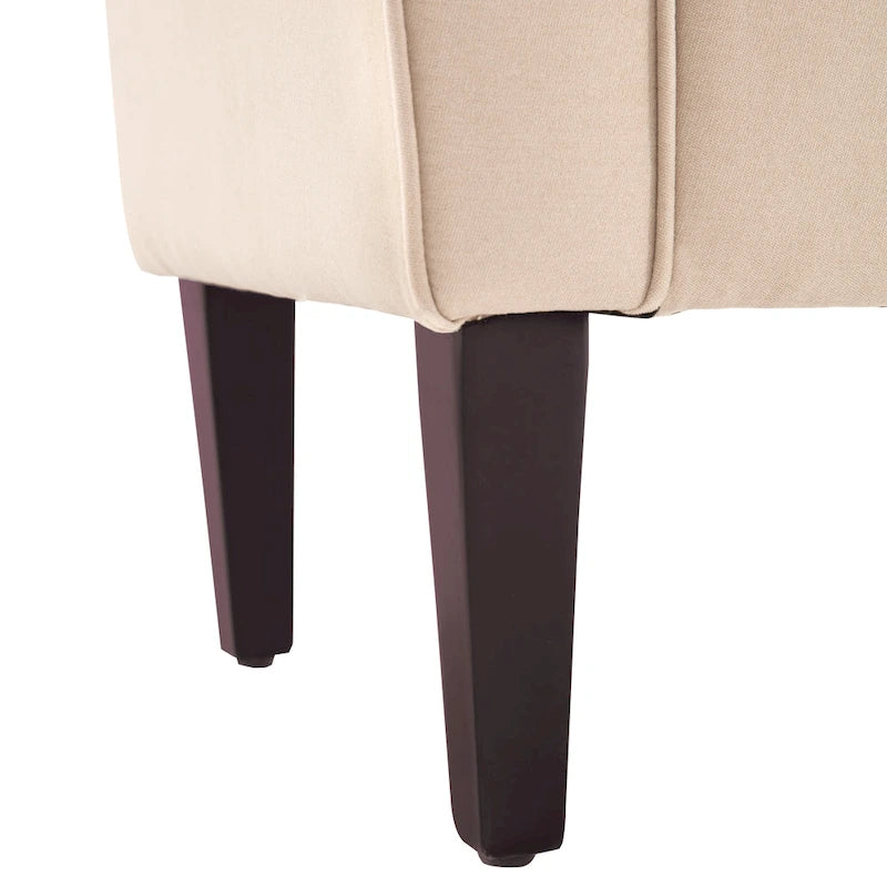 Panca Pouf Contenitore in Tessuto Blu Scuro / Grigio / Beige con Braccioli Arrotondati, 2-3 Posti