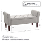 Panca Pouf Contenitore in Tessuto Blu Scuro / Grigio / Beige con Braccioli Arrotondati, 2-3 Posti