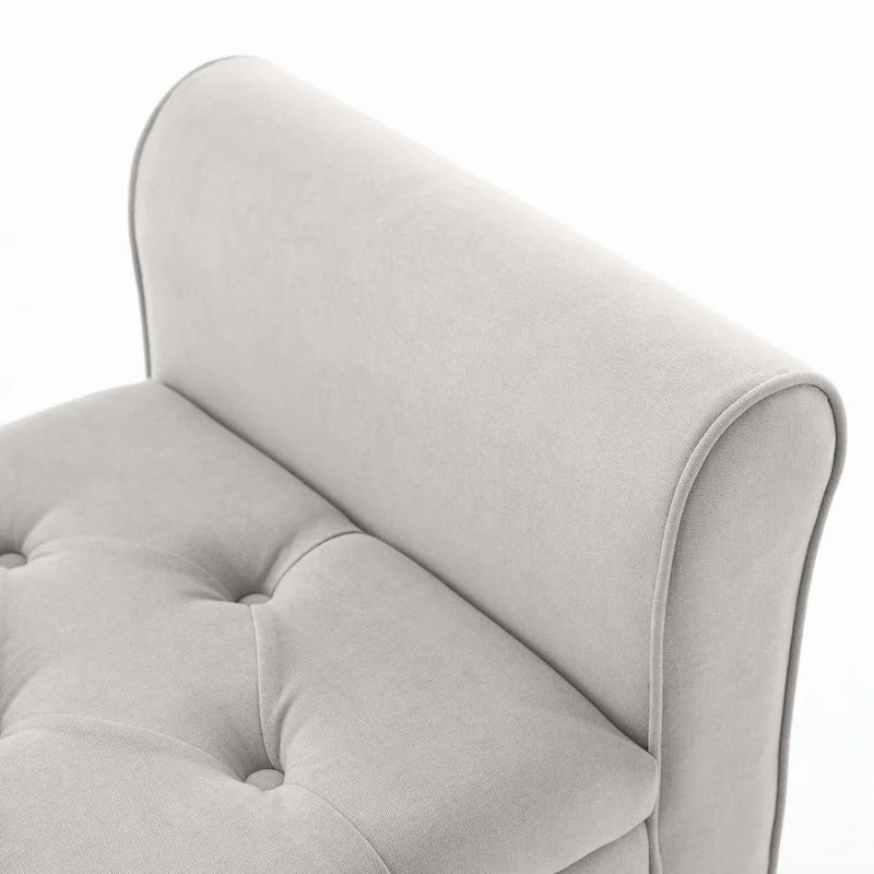 Panca Pouf Contenitore in Tessuto Blu Scuro / Grigio / Beige con Braccioli Arrotondati, 2-3 Posti