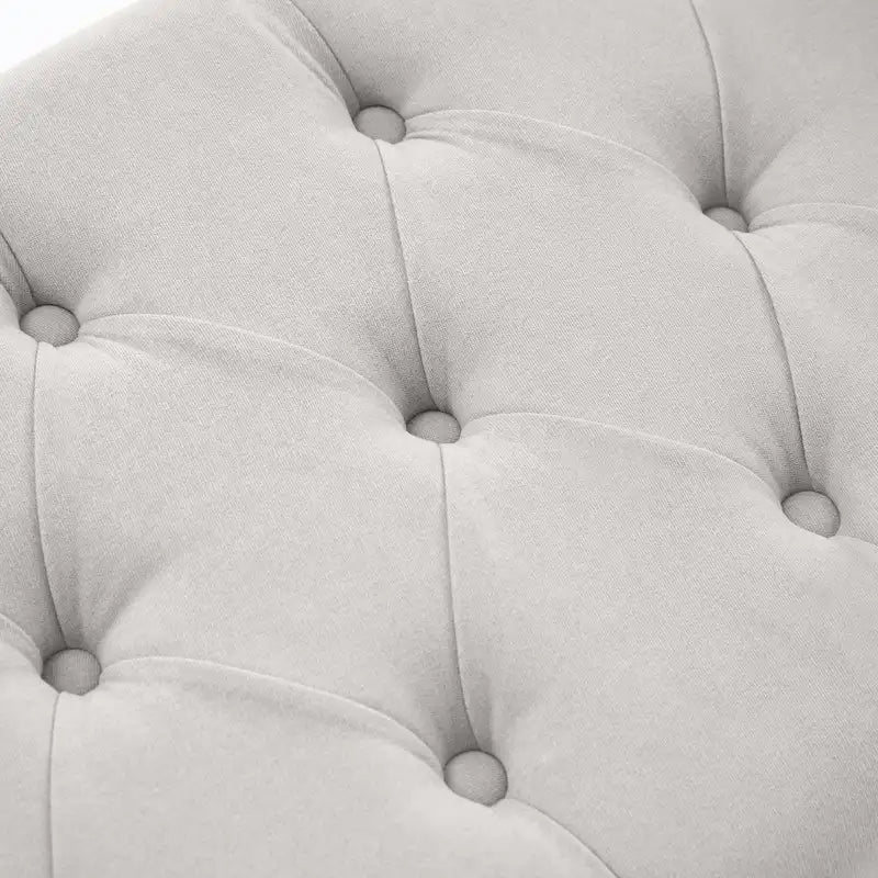 Panca Pouf Contenitore in Tessuto Blu Scuro / Grigio / Beige con Braccioli Arrotondati, 2-3 Posti
