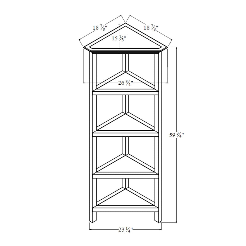 Libreria angolare alta Edenton in legno con 4 ripiani, noce