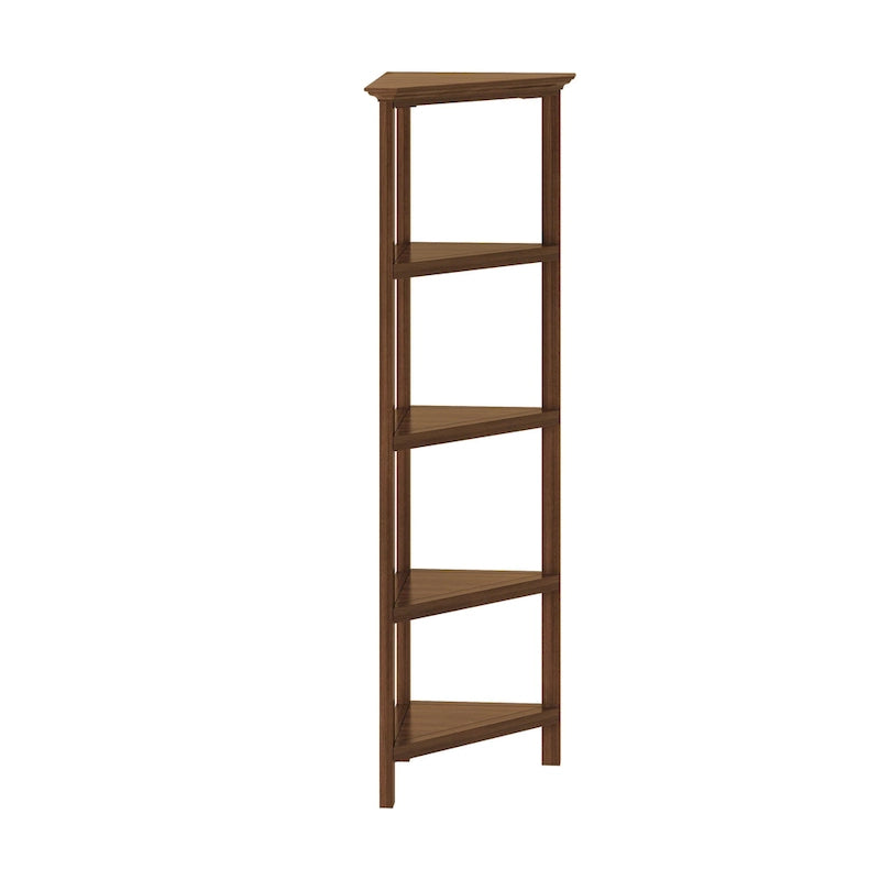 Libreria angolare alta Edenton in legno con 4 ripiani, noce