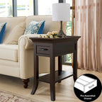 Tavolino Leick Home One Drawer Tradizionale Cherry con Bordo a Vassoio e Ripiano