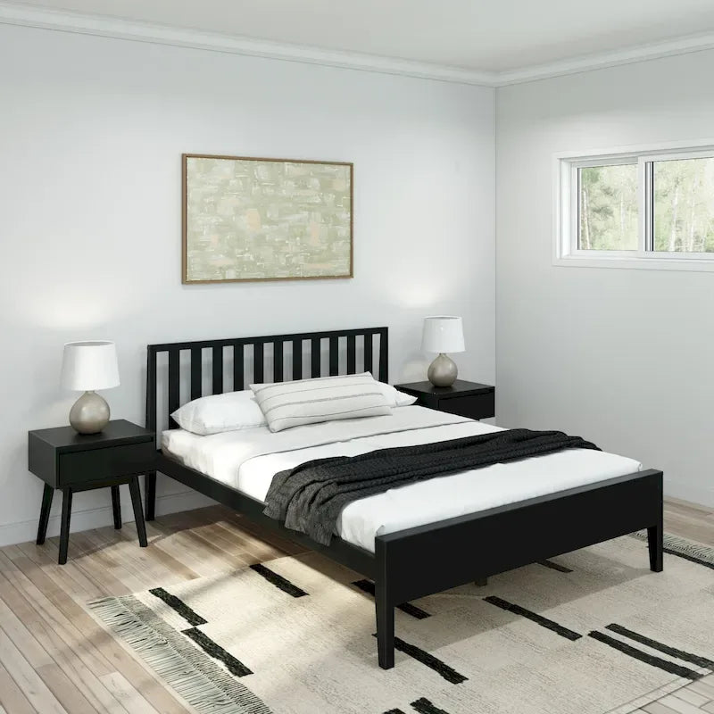 Letto matrimoniale moderno Plank and Beam con testiera a doghe