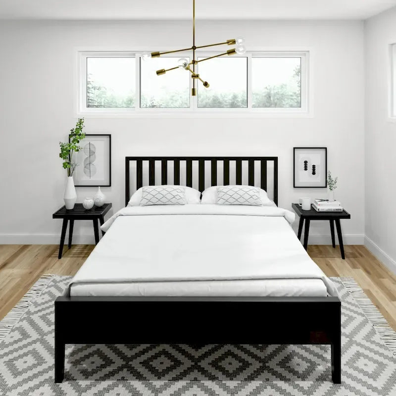 Letto matrimoniale moderno Plank and Beam con testiera a doghe