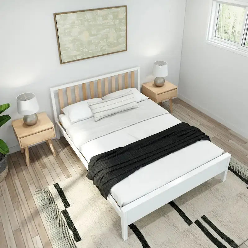 Letto matrimoniale moderno Plank and Beam con testiera a doghe