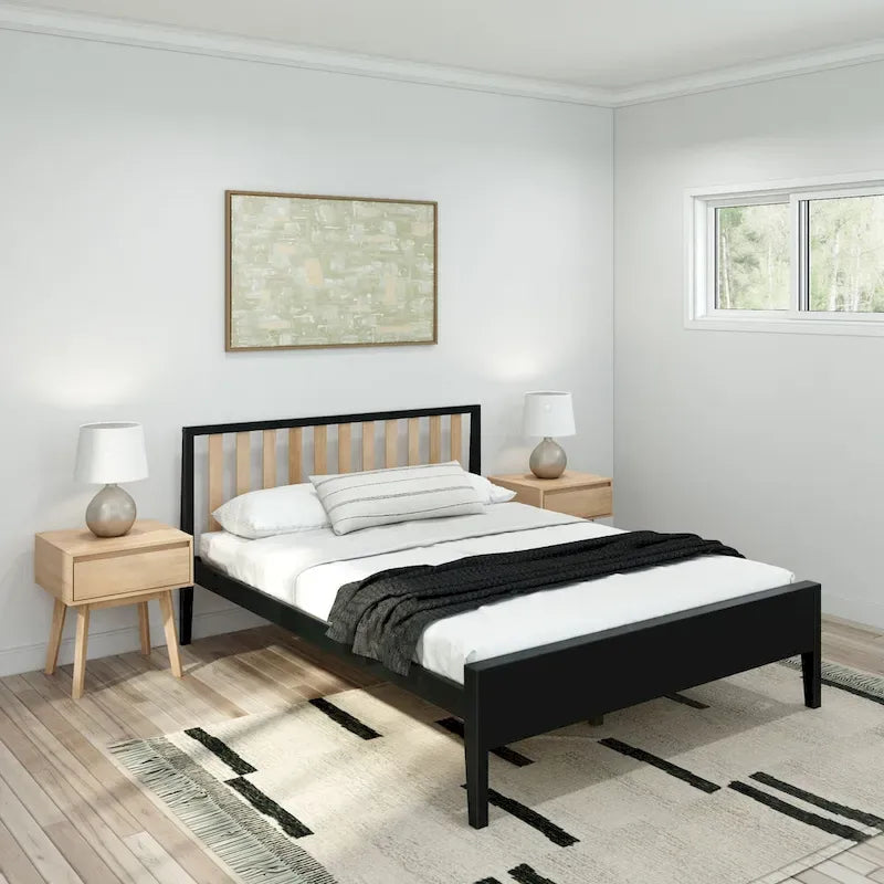 Letto matrimoniale moderno Plank and Beam con testiera a doghe