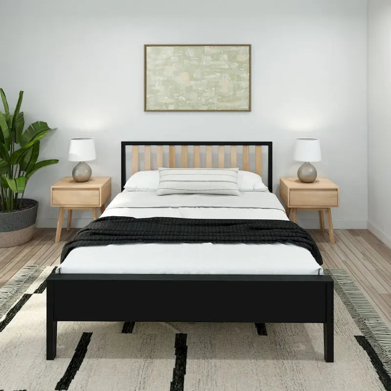 Letto matrimoniale moderno Plank and Beam con testiera a doghe