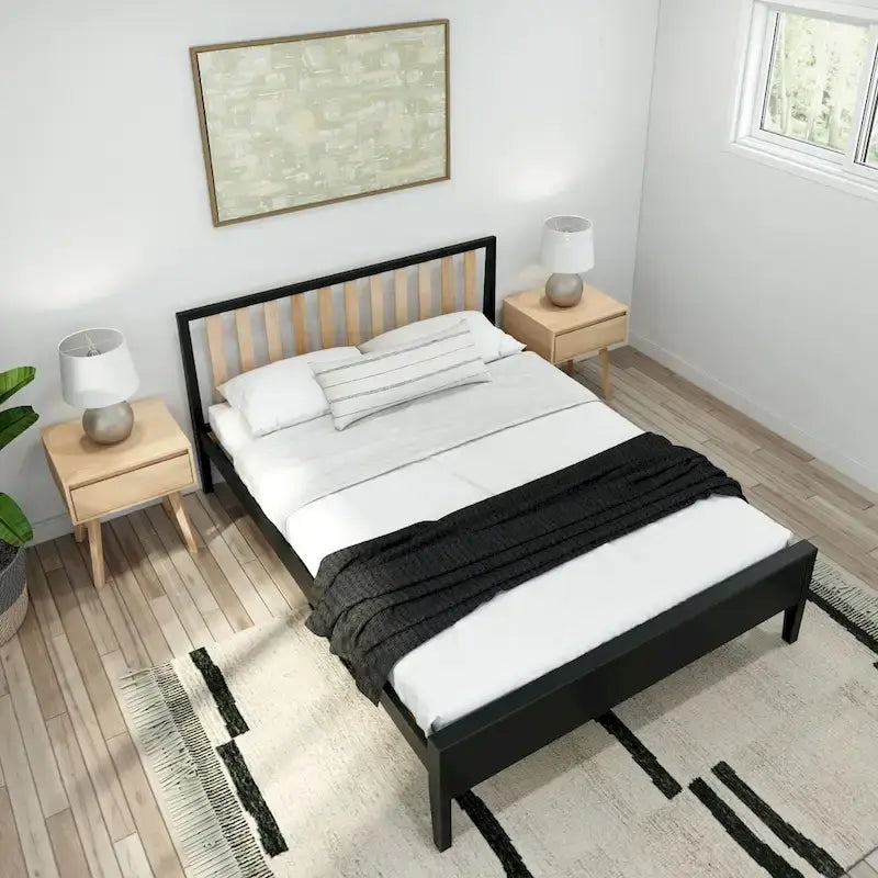 Letto matrimoniale moderno Plank and Beam con testiera a doghe