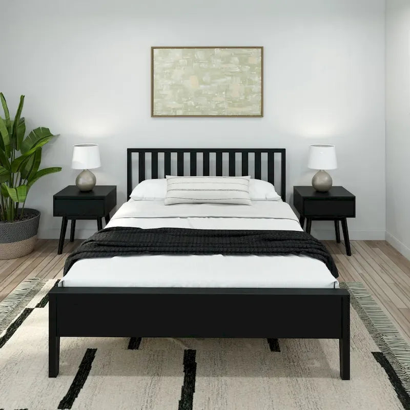 Letto matrimoniale moderno Plank and Beam con testiera a doghe