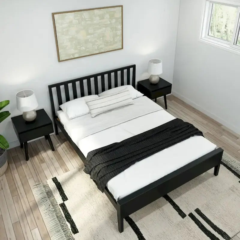 Letto matrimoniale moderno Plank and Beam con testiera a doghe