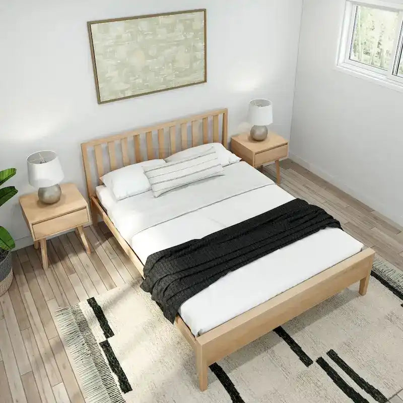 Letto matrimoniale moderno Plank and Beam con testiera a doghe