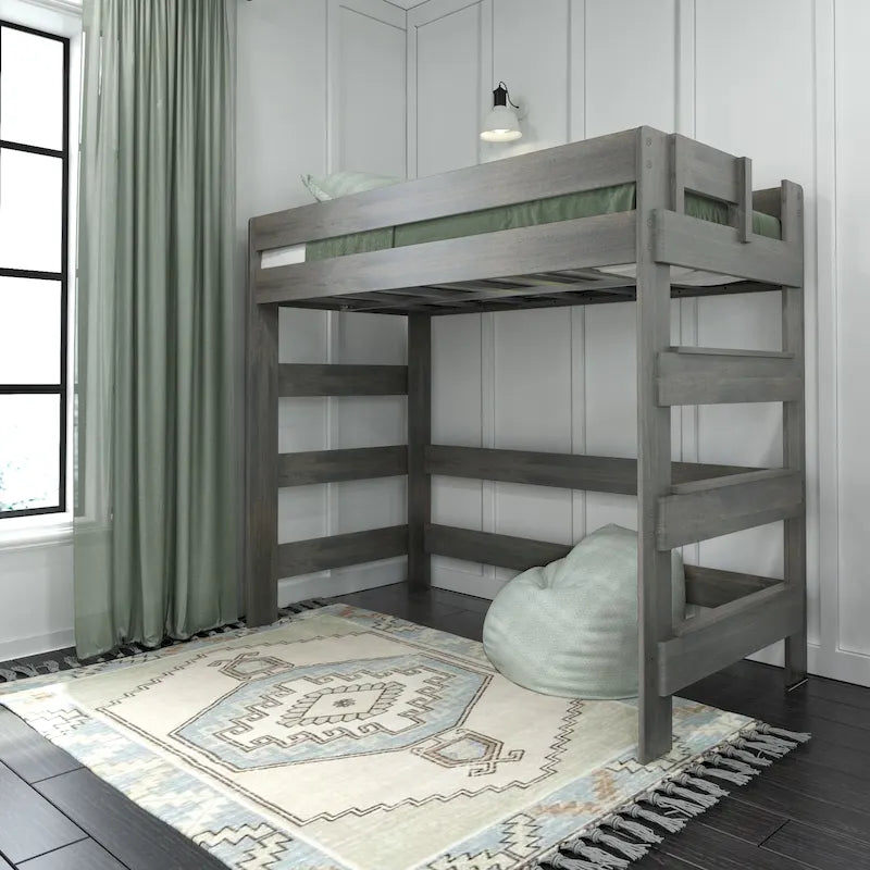 Letto a soppalco alto per bambini Driftwood / Barnwood Brown Farmhouse – Per 1 bambino