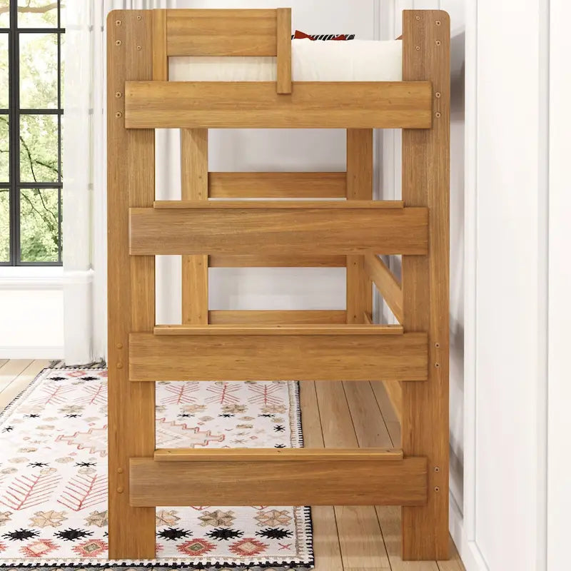 Letto a soppalco alto per bambini Driftwood / Barnwood Brown Farmhouse – Per 1 bambino