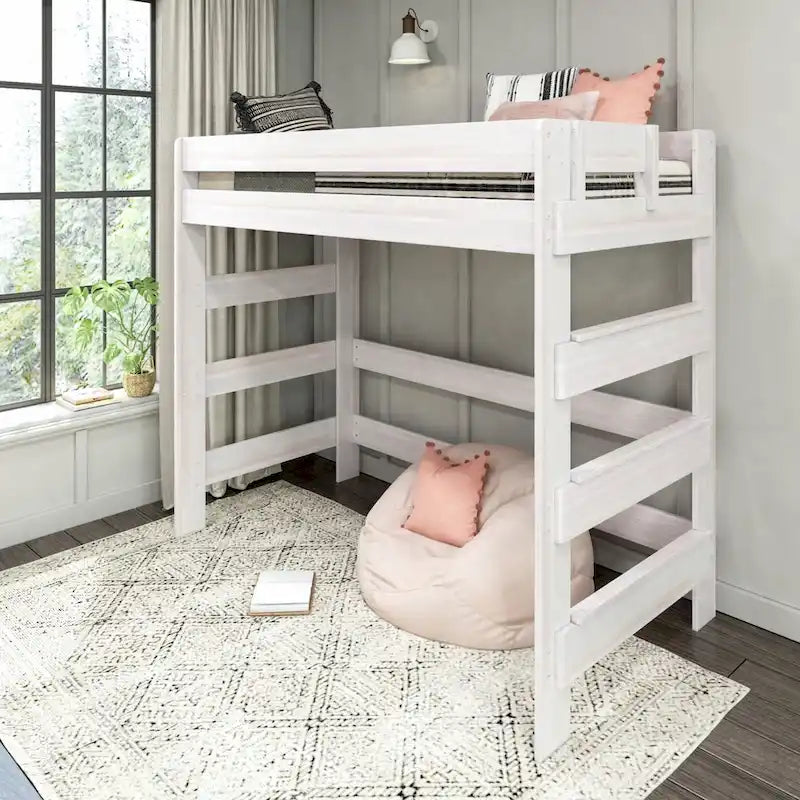 Letto a soppalco alto per bambini Driftwood / Barnwood Brown Farmhouse – Per 1 bambino