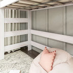 Letto a soppalco alto per bambini Driftwood / Barnwood Brown Farmhouse – Per 1 bambino