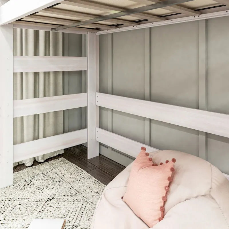 Letto a soppalco alto per bambini Driftwood / Barnwood Brown Farmhouse – Per 1 bambino