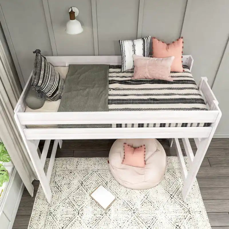 Letto a soppalco alto per bambini Driftwood / Barnwood Brown Farmhouse – Per 1 bambino