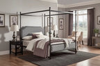Rayen Grey Upholstered Metal Canopy Queen Bed by iNSPIRE Q Classic