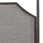 Letto a baldacchino in lino grigio e metallo nero, queen, per 1–2 persone