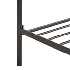 Letto a baldacchino in lino grigio e metallo nero, queen, per 1–2 persone