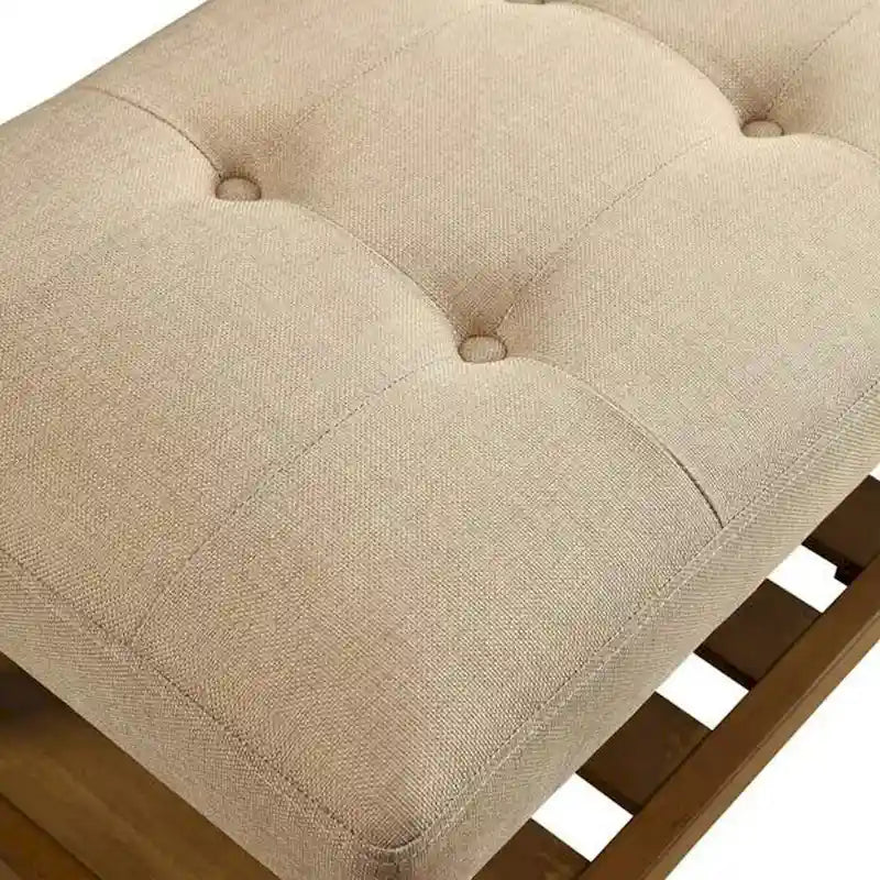 Panca imbottita beige e rovere – Capitonnè, Seduta singola