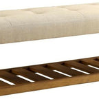 Panca imbottita beige e rovere – Capitonnè, Seduta singola