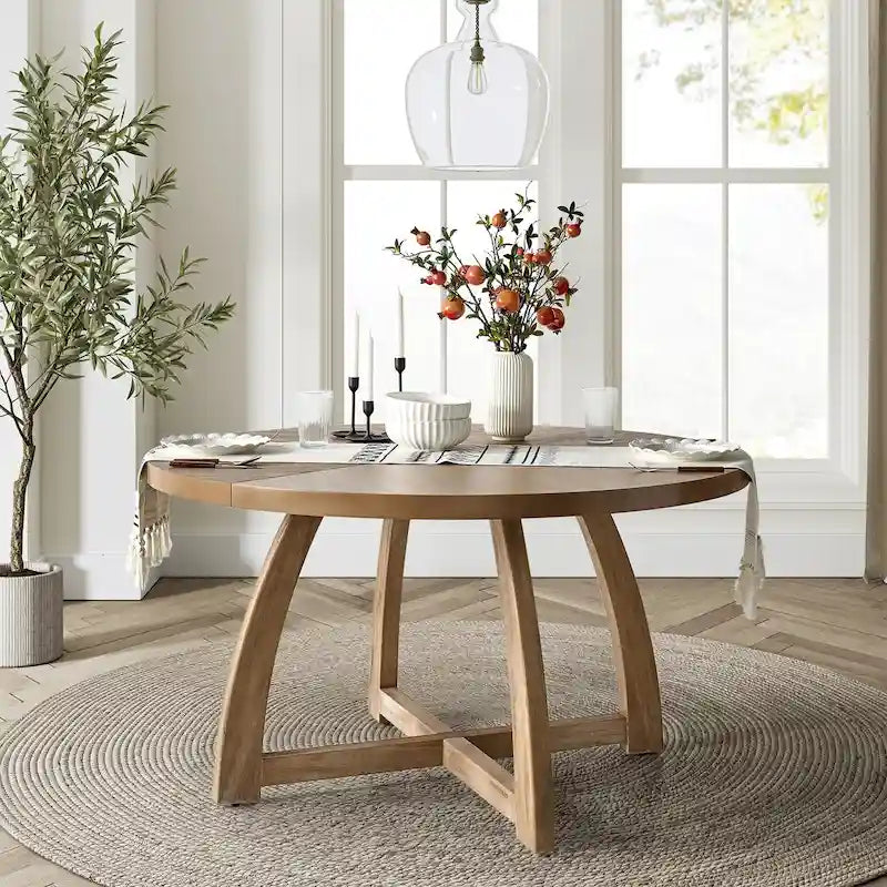 Tavolo da pranzo rotondo in legno massello Mid-century Modern 54 Bryan di HULALA HOME