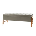 Panca contenitore imbottita, seduta trapuntata, gambe in legno massello – Tan / Marrone / Nero / Avorio / Turchese / Cioccolato / Grigio / Tortora, 1 posto