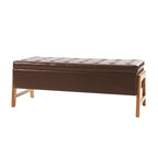 Panca contenitore imbottita, seduta trapuntata, gambe in legno massello – Tan / Marrone / Nero / Avorio / Turchese / Cioccolato / Grigio / Tortora, 1 posto