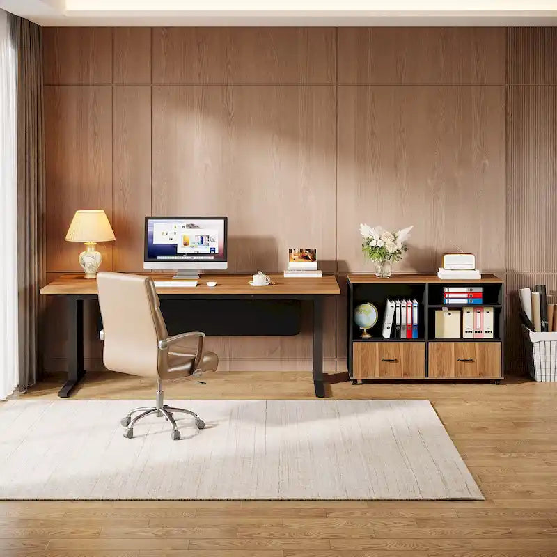 Set scrivania direzionale angolare per computer da 63 pollici e schedario mobile per ufficio domestico