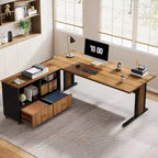 Set scrivania direzionale angolare per computer da 63 pollici e schedario mobile per ufficio domestico