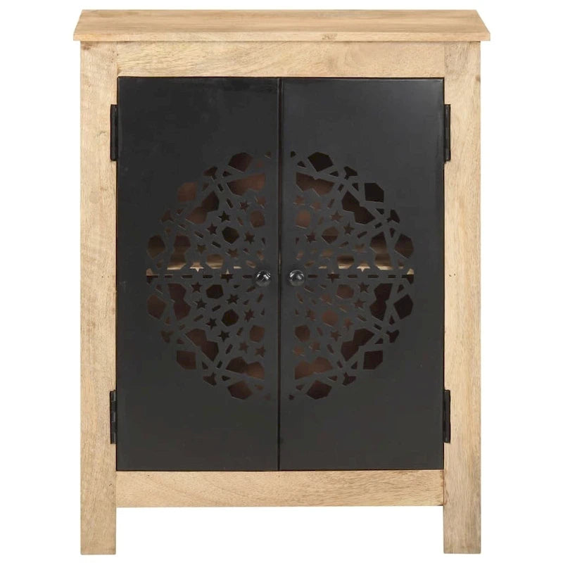 Credenza a 2 ante marrone, in legno massello di mango, 60x35x75 cm