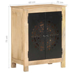 Credenza a 2 ante marrone, in legno massello di mango, 60x35x75 cm