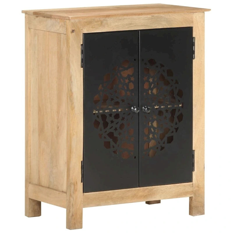 Credenza a 2 ante marrone, in legno massello di mango, 60x35x75 cm