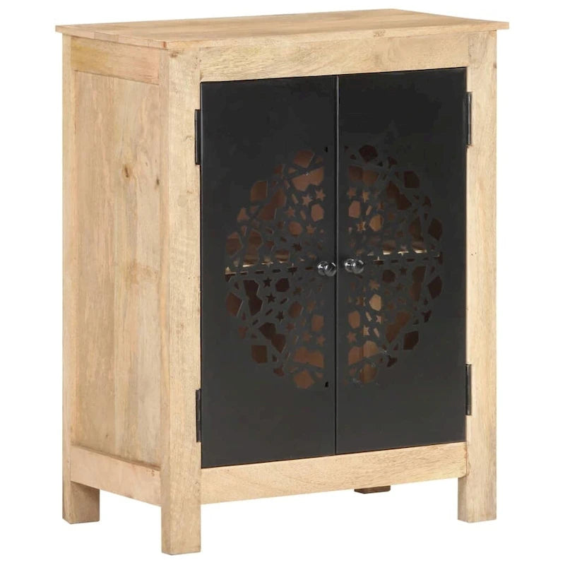 Credenza a 2 ante marrone, in legno massello di mango, 60x35x75 cm