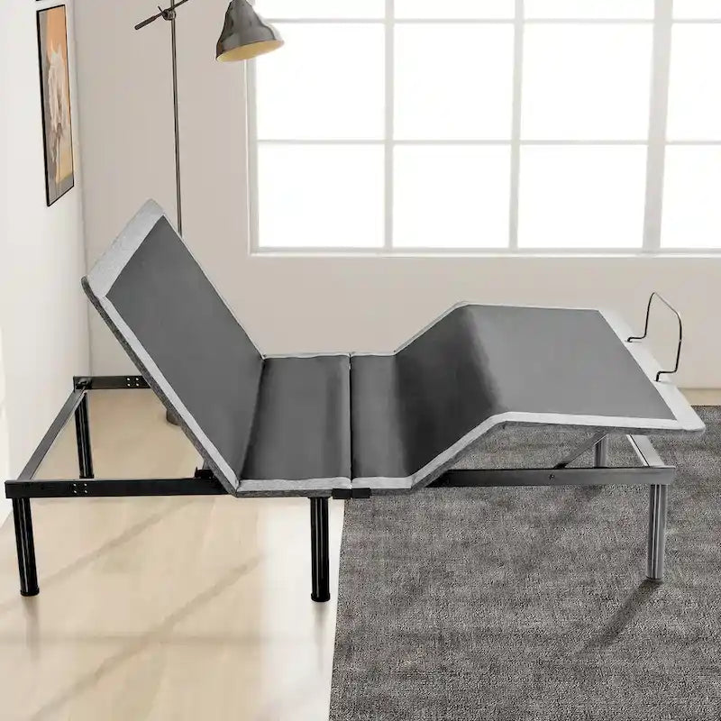 Base Letto Regolabile Nera, Inclinazione Testa e Piedi, Telecomando Wireless, Per 1–2 Persone