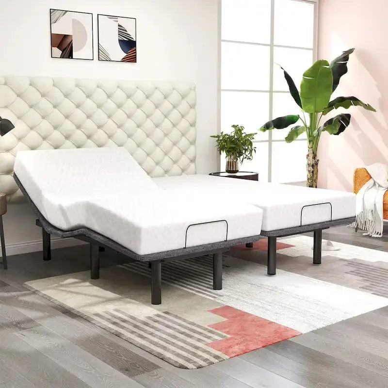 Base Letto Regolabile Nera, Inclinazione Testa e Piedi, Telecomando Wireless, Per 1–2 Persone