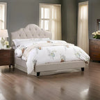 Eni Upholstered California King Size Bed, Taupe Tufted Adjustable Headboard