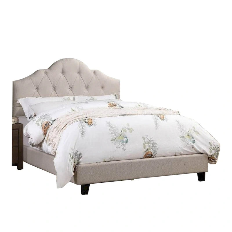 Letto King Size California Tappezzato Tortora – Testiera a Conchiglia Regolabile, 1 Persona