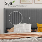 Letto Imbottito in Velluto Rosa / Grigio / Beige con Struttura a Piattaforma, Stile Wingback, Matrimoniale / Queen / King, 1–2 Persone
