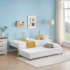 Letto da giorno gemello in metallo rosa/bianco/nero con letto estraibile, per 2 persone