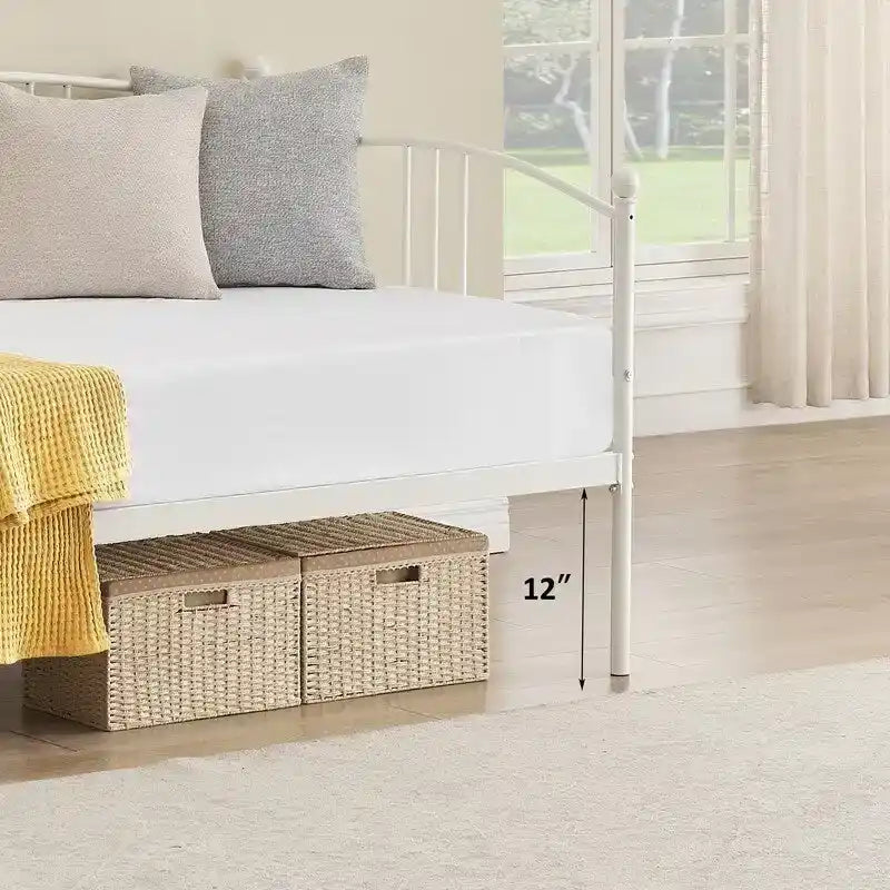 Letto da giorno gemello in metallo rosa/bianco/nero con letto estraibile, per 2 persone