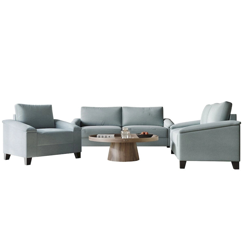 Set da salotto CraftPorch a 3 pezzi in lino imbottito, stile semplice