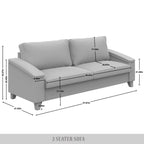 Set da salotto CraftPorch a 3 pezzi in lino imbottito, stile semplice