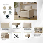 Set da salotto CraftPorch a 3 pezzi in lino imbottito, stile semplice