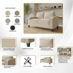 Set da salotto CraftPorch a 3 pezzi in lino imbottito, stile semplice