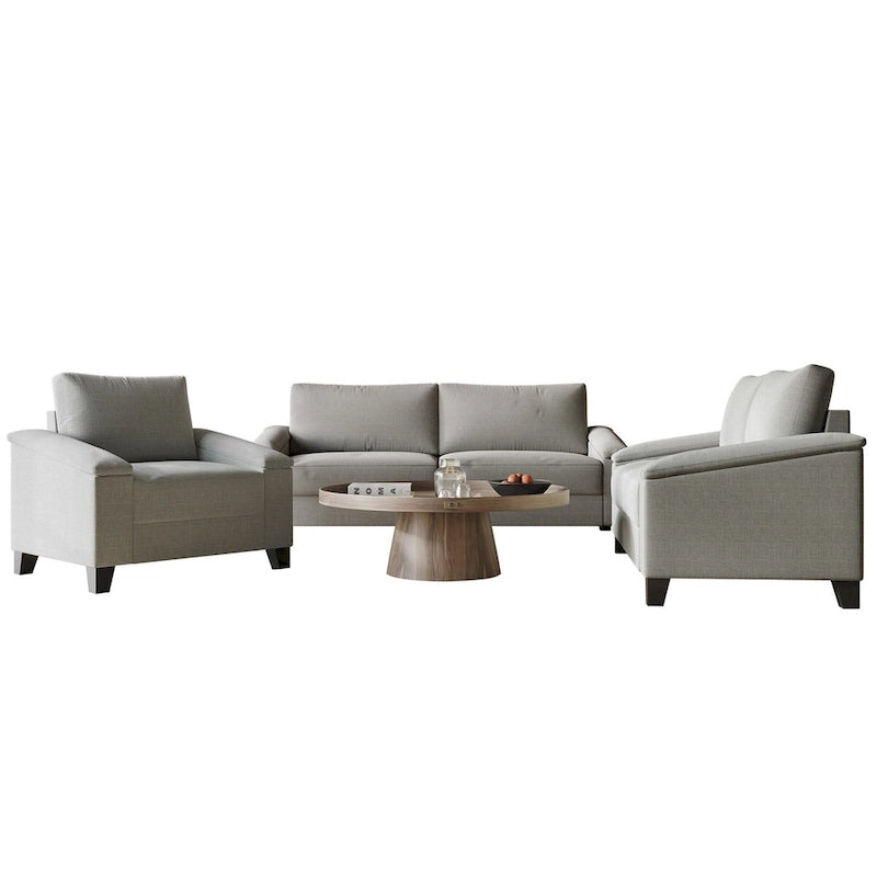 Set da salotto CraftPorch a 3 pezzi in lino imbottito, stile semplice