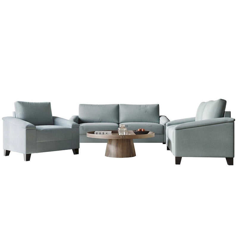 Set da salotto CraftPorch a 3 pezzi in lino imbottito, stile semplice